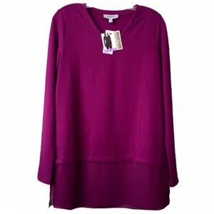 Reaction Kenneth Cole Chiffon Bottom V-Neck Tunic